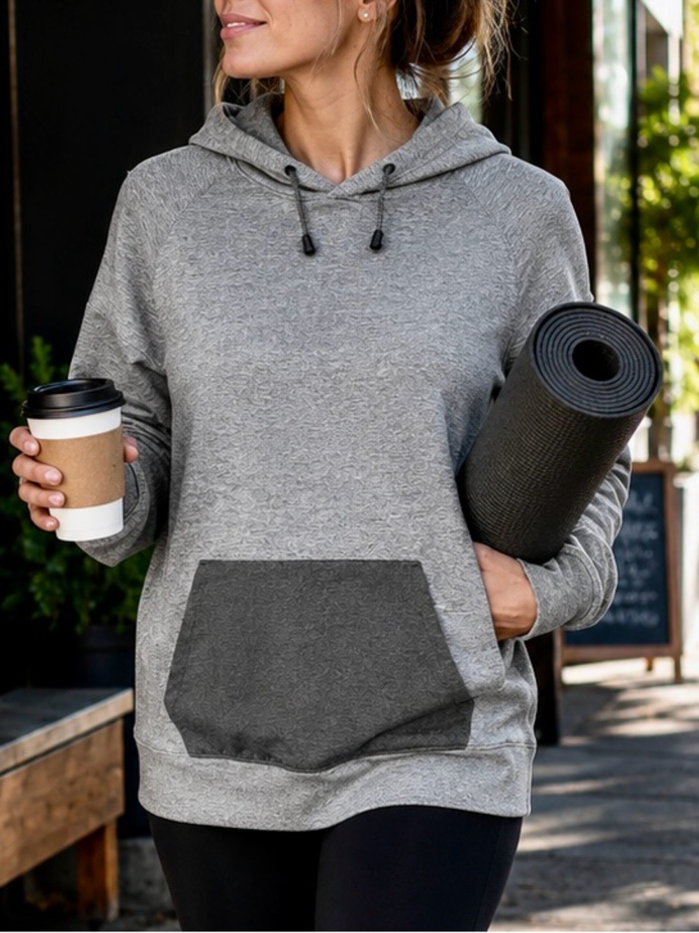 Ultra Soft Performance Hoodie | Grey Black | Size M | Athleisure - Picture 2 of 8